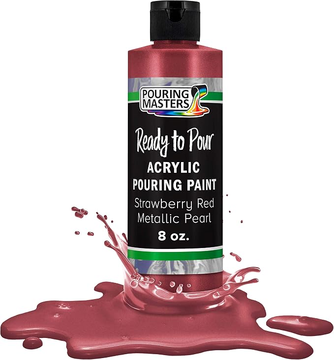 Pouring Masters Strawberry Red Metallic Pearl Ready to Pour Acrylic Pouring by USArtSupply