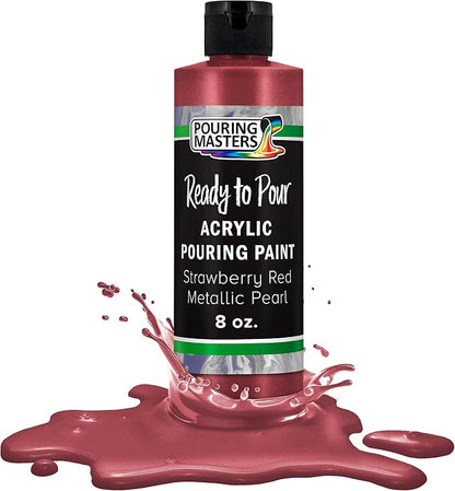 Pouring Masters Strawberry Red Metallic Pearl Ready to Pour Acrylic Pouring by USArtSupply