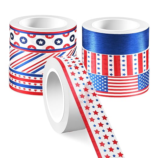 Adirasenotek Washi Tape 12 Rolls Patriotic Packing Tape American Flag - Image 6