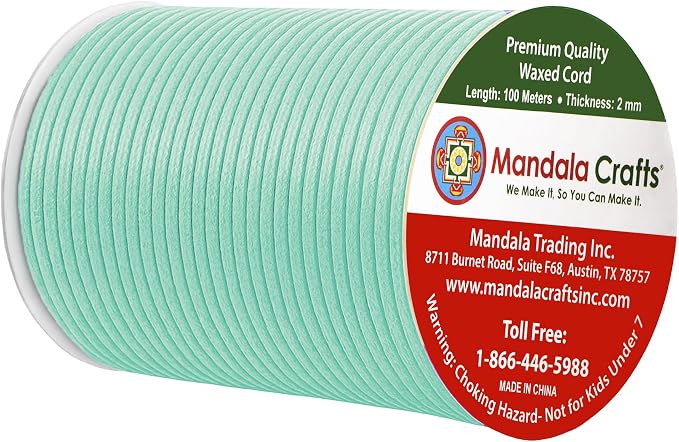 Mandala Crafts 2mm 109 Yards Aqua Cotton Waxed Cord - Image 2