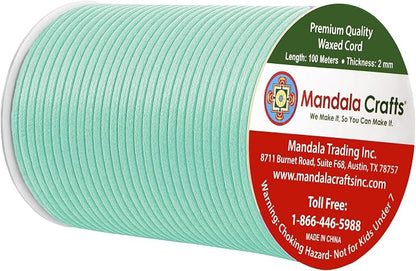 Mandala Crafts 2mm 109 Yards Aqua Cotton Waxed Cord - Image 2