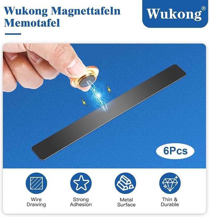 Wukong 6 Pack | 30x3cm Magnetic Stainless Black Boards Strips, Adhesive Backing - Image 2