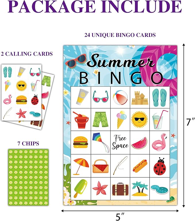 Summer Bingo Cards, Summer Party Games Bingo Cards - Image 2