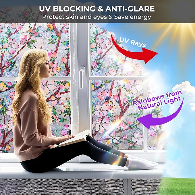 Window Privacy Film Rainbow Film Stained Glass 3D Static Cling Decorative - Image 4