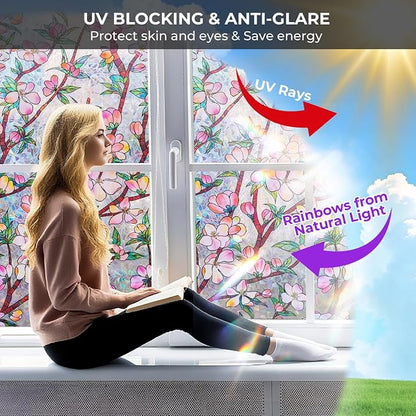 Window Privacy Film Rainbow Film Stained Glass 3D Static Cling Decorative - Image 4