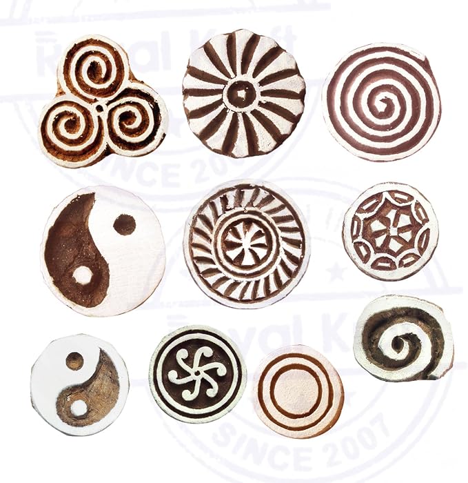 Textile Wood Blocks Original Small Round Shape Printing Stamps Htag2152 - Image 2