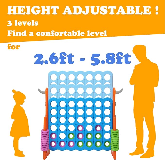 SDADI Height Adjustable Giant 4 in a Row Connect Game, 2-in-1 Jumbo 4-to-Score - Image 2