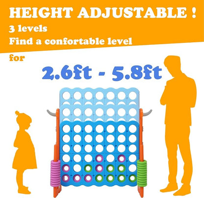 SDADI Height Adjustable Giant 4 in a Row Connect Game, 2-in-1 Jumbo 4-to-Score - Image 2