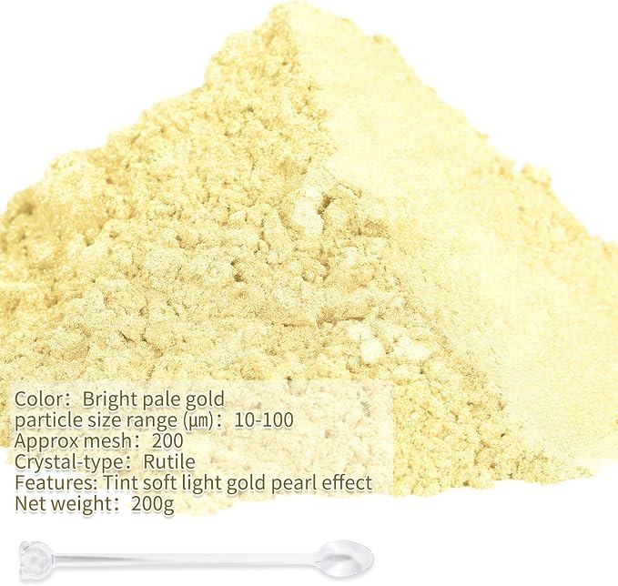 Mica Powder, 7.05OZ（200g）, Bright Pale Gold Mica Powder Pigment - Image 2