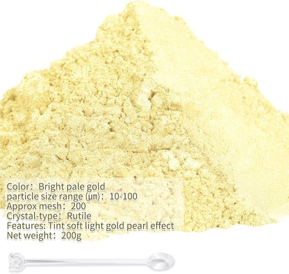 Mica Powder, 7.05OZ（200g）, Bright Pale Gold Mica Powder Pigment - Image 2