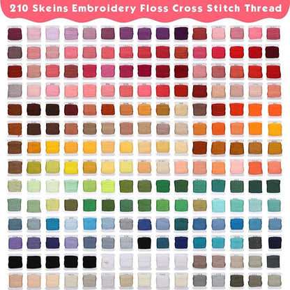 PAXCOO 276 Pack Embroidery Floss Thread Kit Including 210 Colors Cross Stitch - Image 2