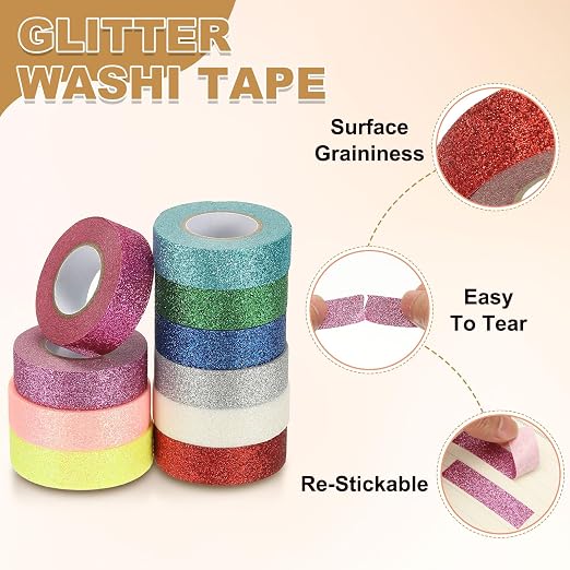 PATIKIL 2 Roll Glitter Paper Washi Tape, Washi Decorative Tape - Image 3