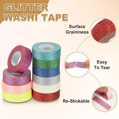 PATIKIL 2 Roll Glitter Paper Washi Tape, Washi Decorative Tape - Image 3