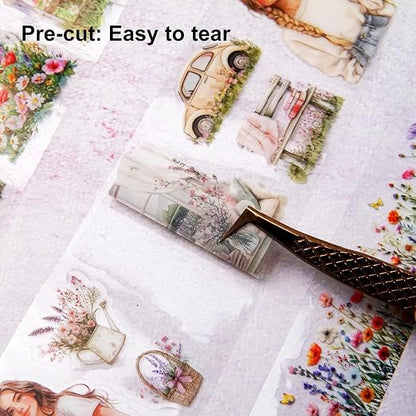 Spring Garden PET Tape Set, 3 Rolls Pre-Cut Wildflower Stickers - Image 3