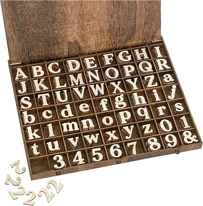 706 Pieces 1 Inch Wood Alphabet Letters Wooden Numbers Mini Capital & Lowercse - Image 4