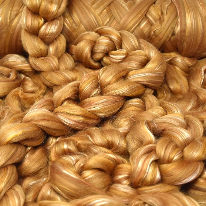 Merino Silk Luxe Tonal Designer Blend. Superfine Merino, Tussah Silk. Top Roving - Image 3