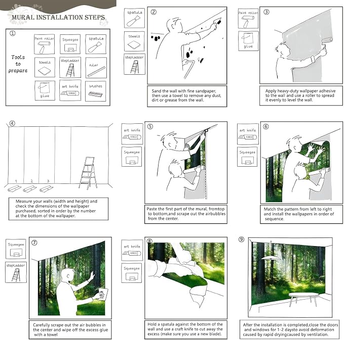 AFZEVEB-Green Forest Wallpaper Natural Landscape Wall murals - Image 6