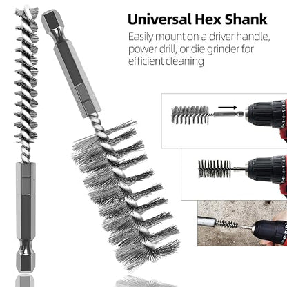 ASNOMY 7Pcs Wire Bore Brush for Drill, 5/16"-1” Stainless Steel Copper Pipe - Image 3