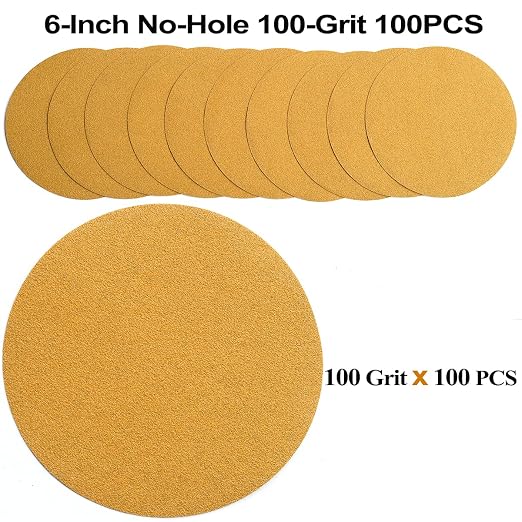 6-Inch No-Hole Hook and Loop Sanding Discs 100-Grit, Random Orbital Sandpaper - Image 2