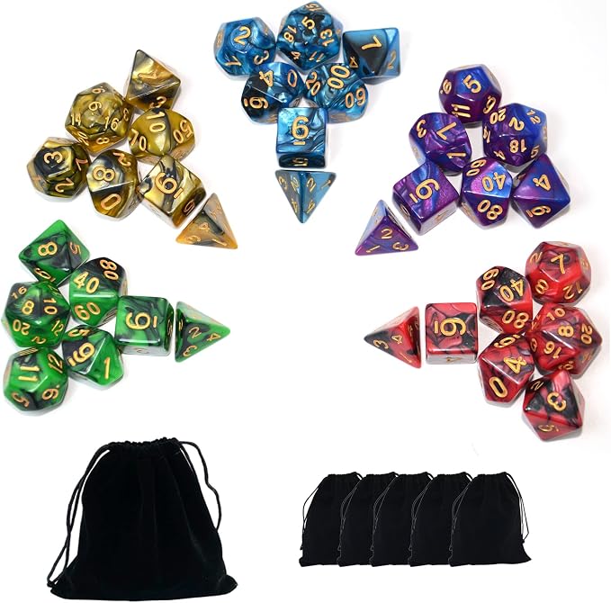 SmartDealsPro 5 x 7-Die Double-Colors Polyhedral Dice Sets by SmartDealsPro