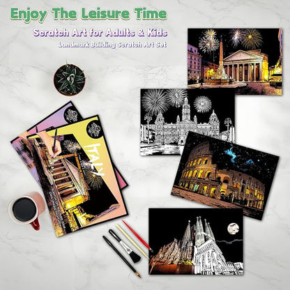 Scratch Art Painting Kit for Adults-8 Sheets A4 Rainbow Scratch Painting Paper - Image 8