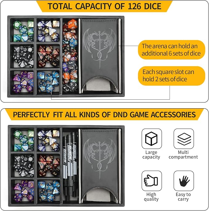 3 in 1 Dice Tray with Lid and Storage Tower, Portable Dice Box Holder - Image 2