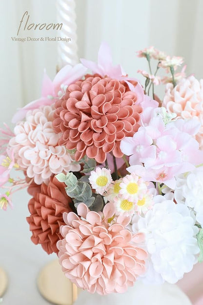 Floroom Artificial Dahlia Flowers 25pcs Real Looking Dusty Rose Shades Foam - Image 3