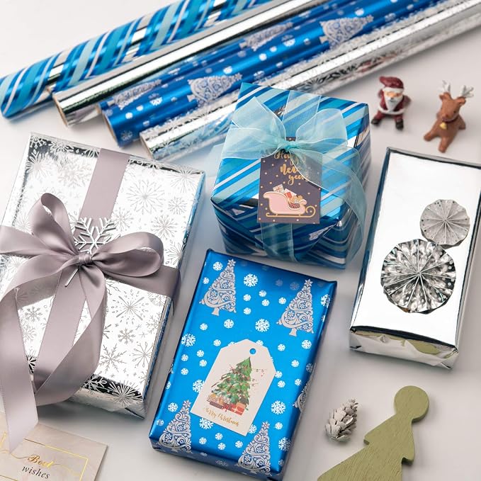WRAPAHOLIC Blue Christmas Wrapping Paper Set - Image 2