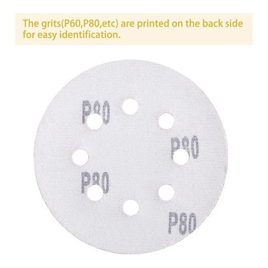 150PCS 80 Grit Gold Sanding Discs, 5-Inch 8-Hole Sandpaper - Image 5