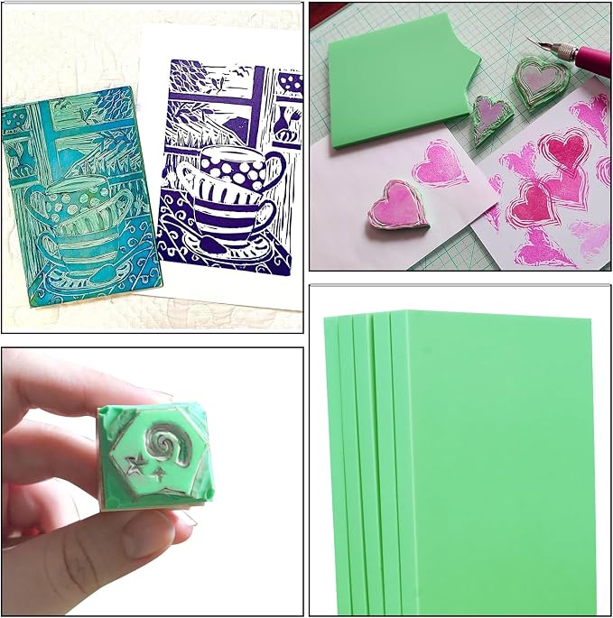 KUKLIPJIM 25 Pcs 4x6" Rubber Linoleum Stamp Carving Blocks - Image 5