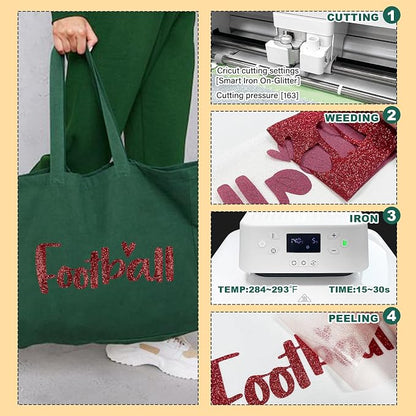 Red Glitter HTV Heat Transfer Vinyl, - Image 5