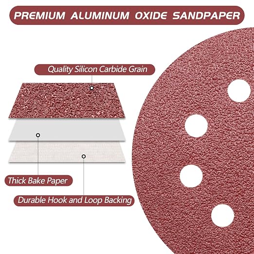 110pcs 5 Inch Sanding Disc, ZEHIQ 8 Hole Hook and Loop Sandpaper Assortment 40 - Image 4