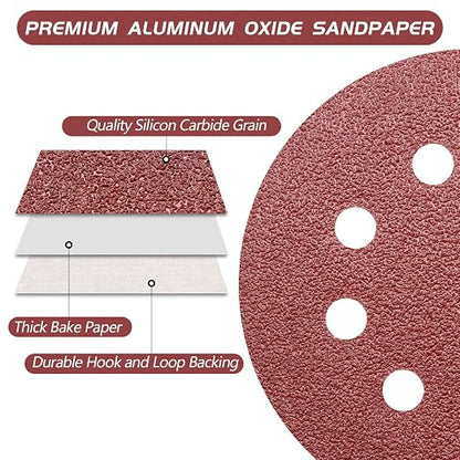 110pcs 5 Inch Sanding Disc, ZEHIQ 8 Hole Hook and Loop Sandpaper Assortment 40 - Image 4