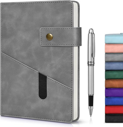 Grey A5 Lined Leather Journal Notebook by vfaejll