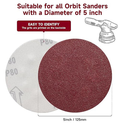 5 Inch 100 PCS Sanding Disc 400 Grit, Hook and Loop Sanding Discs - Image 2
