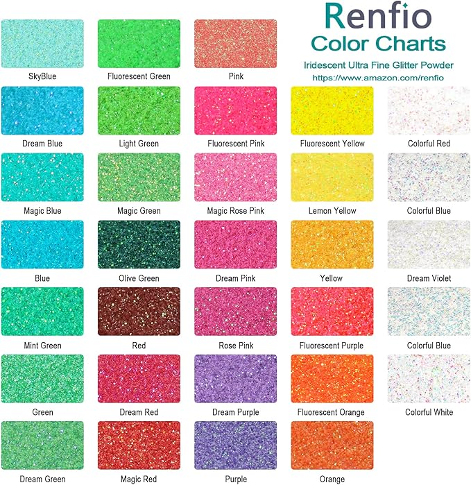 Renfio Iridescent Ultra Fine Glitter Powder Resin Supplies Glitters 1.94 Oz PET - Image 3