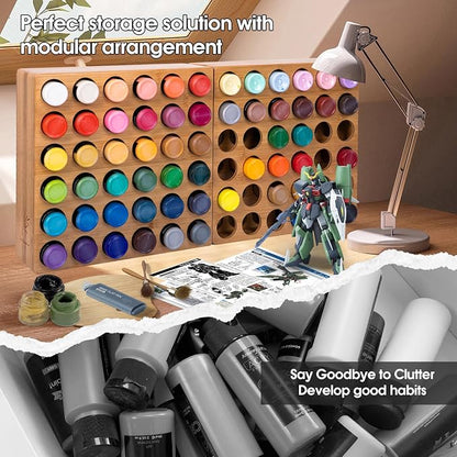 Bamboo Craft Paint Storage Organizer, 36-Hole Vertical Paint Rack Stand - Image 6