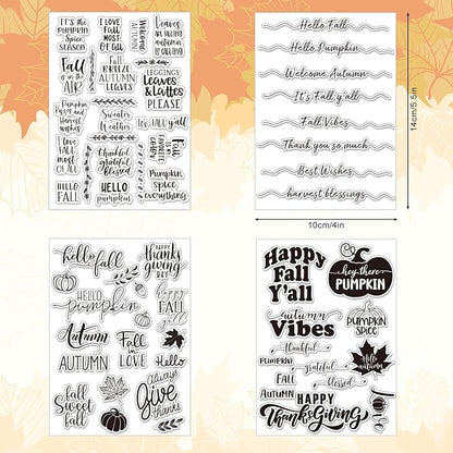 Whaline 4 Sheet Fall Thanksgiving Words Clear Stamps Greeting Words Pumpkin - Image 2