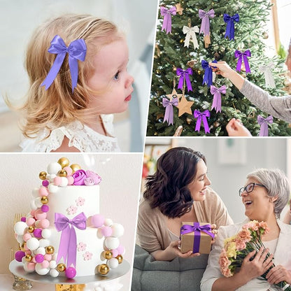 1 Inch Purple Satin Ribbons for Crafts, 6 Rolls Single-Faced Purple Assorted - Image 6