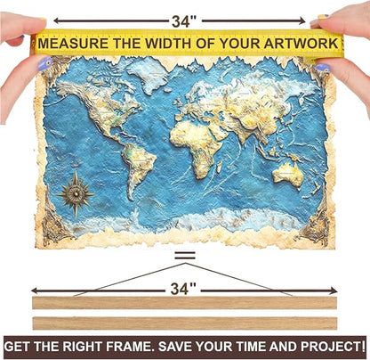 DACRI HOME 34 Inch Magnetic Poster Hanger Frame -Sturdy Teak Wood Poster Frame - Image 3