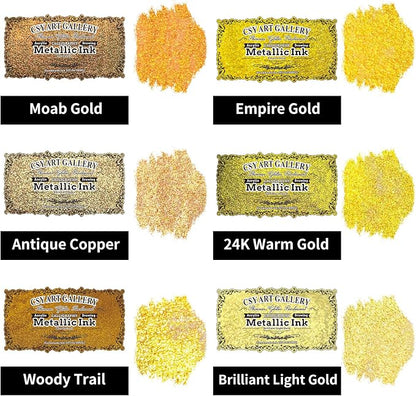 CSY art gallery Metallic Acrylic Paint Ink-Water Resistant Drawing Inks Set-24K - Image 2