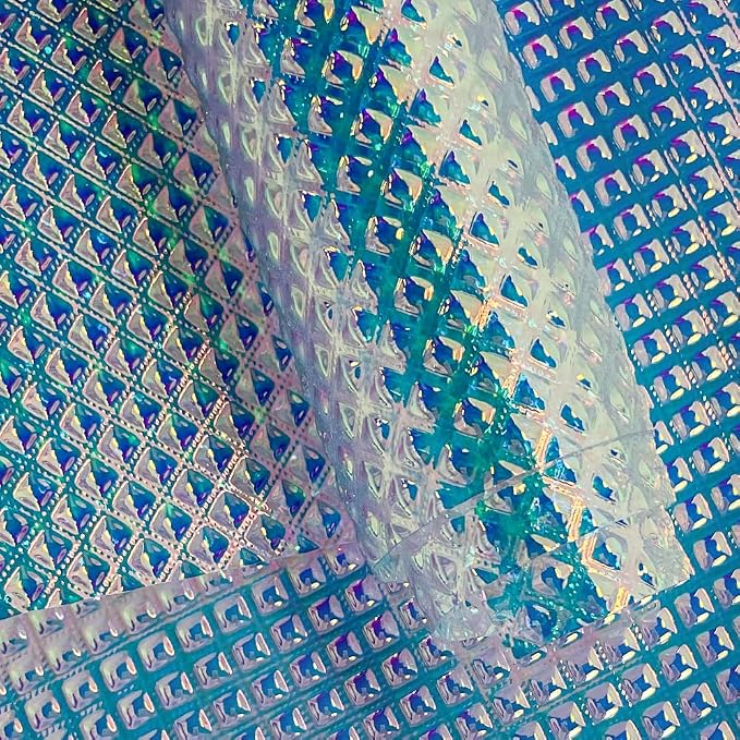ONEART | Iridescent Transparent Embossed Vinyl Holographic Blue Clear PVC Vinyl by ONEART