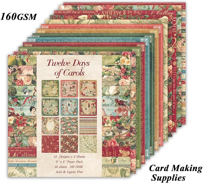 24 Sheets 12 Designs Scrapbook Paper Pad, Scrapbooking DIY Decorative - Image 3