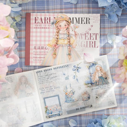 4Pcs Girl Pre-Cut Sticker Books, PET and Washi Designs - Image 5