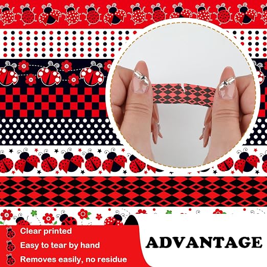 12 Rolls Insect Washi Tape, Seven Star Ladybug Masking Tape, Scrapbooking - Image 7