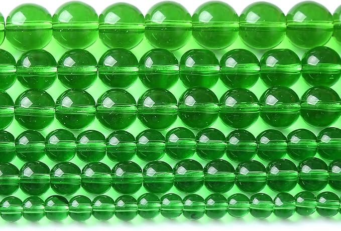 60pcs 6mm Smooth Green Crystal Glass Quartz Beads Round Loose Beads by NaturalStoneBeads