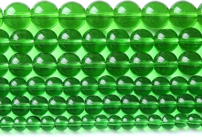 32pcs 12mm Smooth Green Crystal Glass Quartz Beads Round Loose Beads by NaturalStoneBeads