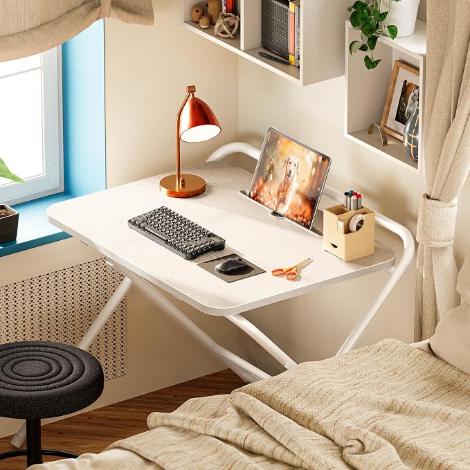 Huuger Folding Desk with 3-Level Adjustable Height and Tablet Slot, 24 Inch - Image 3