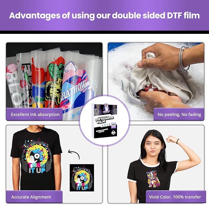 DTF Transfer Film – A4100 Sheets Premium Matte Double Sided DTF film PET - Image 3