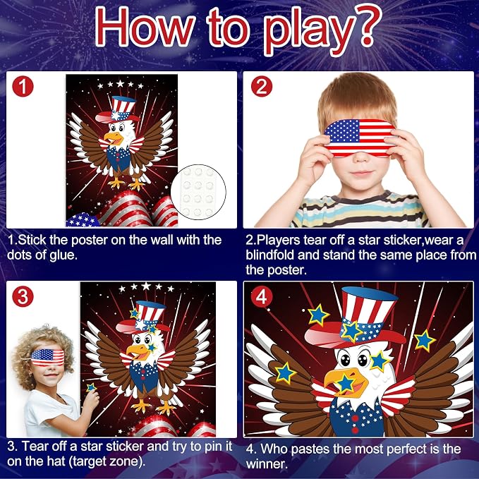 ASTARON Pin The Tail Game Pin The Star on The Eagle Party Game - Image 4